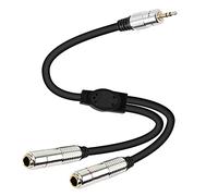 XMSJSIY, Câble adaptateur audio stéréo 3,5 mm vers double 6,35 mm, TRS mâle 3,5 mm vers double prise TS femelle 6,35 mm, adaptateur casque, haut-parleur