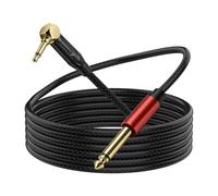 XMSJSIY Câble audio auxiliaire jack 6,35 mm vers 3,5 mm plaqué or à angle droit TS mono mâle vers 6,35 mm TS mono mâle en nylon tressé pour écouteurs, guitare, haut-parleur - 1,8 m