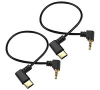 XMSJSIY Câble audio de type C vers 2,5 mm USB C mâle vers TRS mâle 2,5 mm TRS 3 pôles mâle AUX à angle droit de 90 degrés - Câble d'extension de rechange plaqué or - 29 cm - 29 cm