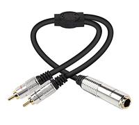 XMSJSIY Câble audio stéréo 6,35 mm vers Cinch 1/4 pouce TRS femelle vers double connecteur RCA, câble adaptateur audio splitter stéréo, 50 cm