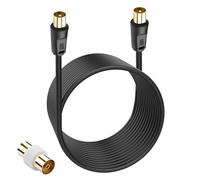 XMSJSIY Câble coaxial TV RG6 - 9,5 mm - Fiche TV vers mâle - Câble adaptateur avec 9,5 mm TV femelle vers femelle - Câble pour HDTV, décodeur, radio, récepteur satellite - 5 m