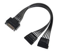 XMSJSIY Câble d'alimentation SATA, séparateur en Y, prise 15 broches, prise SATA vers double disque dur femelle HDD SSD rallonge câble d'alimentation 22 cm