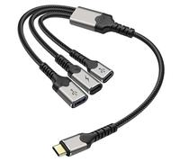 XMSJSIY Câble de charge répartiteur USB Type-C Y 1 entrée 3 sorties Type-C mâle vers 2 USB-C femelle et 1 USB-A femelle PD 60 W Charge rapide et port OTG Câble convertisseur de données - 30 cm
