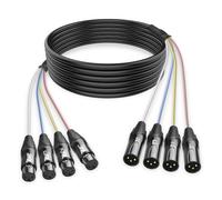 XMSJSIY Câble de connexion audio XLR à 4 canaux avec répartiteur micro 3 broches XLR mâle vers femelle, codification par couleur pour scène, enregistrement, studio - 2 M/6,5 pi (4 canaux)