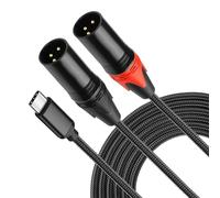 XMSJSIY Câble de microphone USB C vers double XLR - Type C mâle vers XLR mâle - Câble amplificateur stéréo - Câble audio compatible avec PC, téléphone et tablette - Câble audio - 2 m
