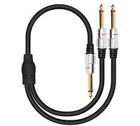 XMSJSIY Câble répartiteur en Y TS mâle vers double TS mâle 6,35 mm 6,35 mm mono stéréo Y 50 cm