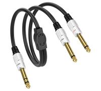 XMSJSIY Câble répartiteur stéréo TRS 1/4" 6,35 mm 6,35 mm TRS mâle vers double connecteur TS mono jack plaqué or pour amplificateur, mixeur, haut-parleur - 50 cm