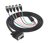 XMSJSIY Câble VGA vers BNC 15 broches mâle VGA vers 5 BNC femelle RGBHV Câble d'extension vidéo haute résolution Câble de dérivation pour vidéoprojecteur DVR HDTV - 1,5 m