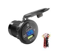 XMSJSIY Chargeur de voiture rapide 38 W USB/Type C PD & QC 3.0 étanche 12 V-24 V pour véhicules, bateaux, SUV, camping-cars, motos avec voltmètre LED