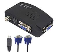 XMSJSIY Convertisseur vidéo BNC vers VGA, entrée S-vidéo vers Sortie VGA, Prend en Charge PAL/NTSC, Facile à Installer et à Utiliser