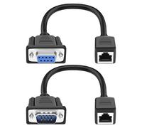 XMSJSIY DB9 RS232 vers RJ45 Extender Serial Adapter DB9 9-Pin D-SUB Serial Port Femelle & Mâle vers RJ45 Femelle Ethernet LAN Extend Adapter Compatible avec Câble réseau CAT5/CAT5e/CAT6 - 1 paire