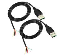 XMSJSIY Lot de 2 câbles USB 2.0 mâle 5 broches vers fil nu à extrémité ouverte 5 cœurs USB A 5 V 5 A Charge d'alimentation 480 Mbit/s Connecteurs de transmission de données 20 AWG -1 m