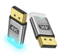 XMSJSIY Lot de 2 émulateurs DisplayPort DisplayPort 4K DP sans tête avec lumière LED - Adaptateur d'affichage virtuel - Prise en charge 3840 x 2160 @ 60 Hz pour PC à distance