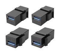 XMSJSIY Lot de 4 adaptateurs Keystone USB 3.0 - 5 Gbit/s - USB 3.0 Type-A femelle vers type A femelle - Plaque murale - Connecteur pour panneau de sortie - Noir
