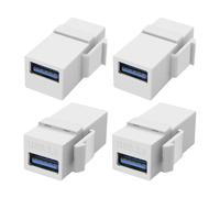 XMSJSIY Lot de 4 adaptateurs Keystone USB 3.0 - 5 Gbit/s - USB 3.0 Type-A femelle vers type A femelle - Plaque murale - Connecteur pour panneau de sortie - Blanc