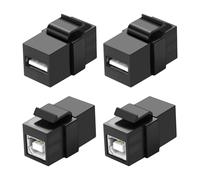 XMSJSIY Lot de 4 adaptateurs USB B vers USB A à montage sur panneau Keystone Insert sans soudure Connecteur USB 2.0 Type B femelle vers type A femelle Keystone Coupleur Jack Adaptateur de prise murale