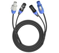 XMSJSIY PowerCon/XLR Combo Audio Cable 16 AWG 3-Pin PowerCon AC In/Out & XLR Male/Female 22 AWG for Stage Lighting, Video, etc.
