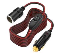 XMSJSIY Prolongation de câble d'allume-cigare 14AWG 12V-24V Connecteur d'allume-cigare de voiture à prise de prise avec interrupteur ON/OFF Câble d'extension de courant à haute capacité - 3M / 9.84FT
