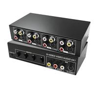 XMSJSIY S-Video + AV RCA Switch 4 en 1 Out Composite Video L/R Convertisseur stéréo L/R Sortie Jack 3,5 mm 4 voies S-Video SVHS + AV L/R Commutateur pour PC, ordinateur portable, HDTV, DVD, STB, VHS