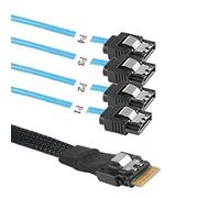 XMSJSIY Slimline SAS 4.0 SFF-8654 4i 38 broches hôte vers SATA 7 broches X4 cible disque dur serveur câble de transmission de données pour ordinateur - 0,5 m