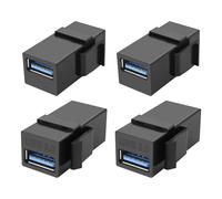 XMSJSIY USB 3.0 Keystone Adaptateur Jack Inserts Coupler 5Gbps USB 3.0 Type-A Femelle à Type-A Femelle Keystone Snap-in Socket Wall Plate Module Connecteur - 4PCS (Noir)