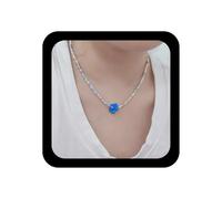 Xmsrn Collier Ras Du Cou Perles Rocaille Collier Perles Riz Colorées Arc-en-ciel Ras Du Cou Acrylique Bleu Fleurs Boho Pour Femmes