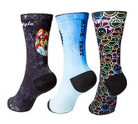 XMTBSTYLE Chaussettes Running Homme - Chaussette Running Femme - Crossfit - Trail Running - Soquettes Hommes Bike Tennis Padel - Socquettes Original Compression Couleurs - M 37-41 Loup Bleu COLORÉ