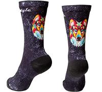XMTBSTYLE Chaussettes Running Homme - Chaussette Running Femme - Crossfit - Trail Running - Soquettes Hommes Bike Tennis Padel - Socquettes Original Compression Couleurs - Cycliste 37-42 LOUP