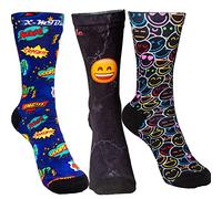 XMTBSTYLE Chaussettes Running Homme - Chaussette Running Femme - Crossfit - Trail Running - Soquettes Hommes Bike Tennis Padel - Socquettes Original Compression Couleurs - M 37-41 COMIC EMOJI COLORÉ