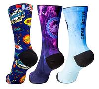 XMTBSTYLE Chaussettes Running Homme - Chaussette Running Femme - Crossfit - Trail Running - Soquettes Hommes Bike Tennis Padel - Socquettes Original Compression Couleurs - M 37-41 COMIC NEON BLEU