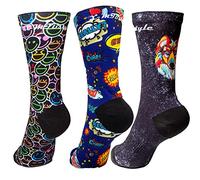 XMTBSTYLE Chaussettes Running Homme - Chaussette Running Femme - Crossfit - Trail Running - Soquettes Hommes Bike Tennis Padel - Socquettes Original Compression Couleurs - M 37-41 COLORÉ COMIC LOUP