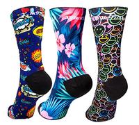 XMTBSTYLE Chaussettes Running Homme - Chaussette Running Femme - Crossfit - Trail Running - Soquettes Hommes Bike Tennis Padel - Socquettes Original Compression Couleurs - M 37-41 COMIC FLEURS COLORÉ