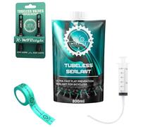 XMTBSTYLE Kit Conversion Tubeless Complet - Liquide Préventif 800 ML, Valves, Fond de Jante et Seringue - pour VTT, Gravel et Vélo Électrique - Colmate Jusqu’à 6 mm