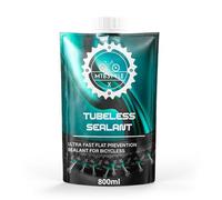 XMTBSTYLE Kit Conversion Tubeless Complet - Liquide Préventif 800 ML, Valves, Fond de Jante et Seringue - pour VTT, Gravel et Vélo Électrique - Colmate Jusqu’à 6 mm (Liquido tubeless)