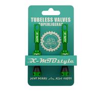 XMTBSTYLE Lot de 2 valves Tubeless VTT, valves Presta pour VTT, route, vélo électrique, gravure, BMX, lot de 2 valves de vélo pour kit tubeless Vannes VTT (44 mm) (vert)