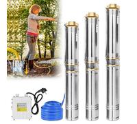 XMTECH 1100W Pompe de puits profond submersible 4000 L-H, Pompe à eau immergée en acier inox avec le fil de 20 mètres, Argent