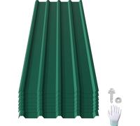 XMTECH 12x tôle profilée trapézoïdale 115 x 45 cm = 6,2 m² vert - galvanisé, résistant aux intempéries & à la corrosion, tôle d'acier profilé trapézoïdal plaques de toit pour abri de jardin, carport &