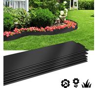 XMTECH 50 m Bordure de pelouse Métal galvanisé Bordure de parterre Bordure de tonte Palissade 50 pièces 100x18cm (L x H) Bordure de pelouse, Noir