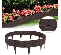 XMTECH 50m Bordure de pelouse Palissade de jardin aspect rotin Bordure de parterre Bordure de tonte en plastique, brun