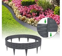 XMTECH 50m Bordure de pelouse Palissade de jardin aspect rotin Bordure de parterre Bordure de tonte en plastique, anthracite
