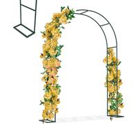 XMTECH Arc de cercle, arc de jardin en métal, 192x38x240cm, arc de roses stable avec plaques de base, support pour plantes grimpantes, arc de cercle pour jardin, mariage & fêtes, résistant aux intempé