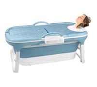 XMTECH Baignoire Pliable 118x60x53cm Portable Plastique Baignoire pliable à poser avec Tablette pour Enfant et Adulte