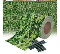 XMTECH Bandes brise-vue en PVC avec clips de fixation - Clôture de jardin - Double fil - 450 g/m² - Opaque - 70 m x 19 cm - Petites feuilles - Vert