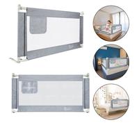 XMTECH Barrière de lit Bébé Réglable en Hauteur Verticale Déclin Garde de Lit D'enfant Protection Anti-chute Portable Gris 200cm