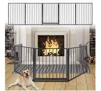 XMTECH Barrière Pare feu pliable avec portillon, Barriere de securite enfant-Animaux 3M 5 panneaux, protection feu cheminée et