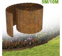 XMTECH Bordure de pelouse acier corten 10m x 15cm - aspect rouille Bordure de parterre, résistante aux intempéries, forme ondulée