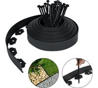 XMTECH Bordure de pelouse flexible en plastique 50m avec 150 piquets de fixation Bordure de pelouse Bordure de parterre de fleurs, noir