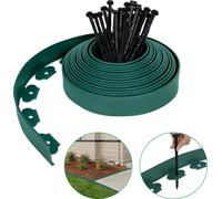 XMTECH Bordure de pelouse flexible en plastique 50m Bordure de parterre avec 150 piquets de fixation Limite de pelouse Bordure de parterre de fleurs, vert