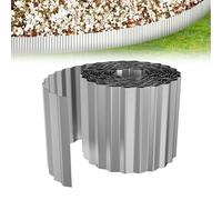 XMTECH Bordure de pelouse ondulée de 5 m - En métal galvanisé - Flexible - Bordure de parterre - Pour parterres surélevés - 18 cm de haut - Argenté