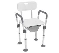 XMTECH Chaise percée - Chaise de douche avec seau WC - Hauteur réglable de 34 à 47 cm - Pour personnes âgées, handicapées et enceintes - Charge maximale : 150 kg